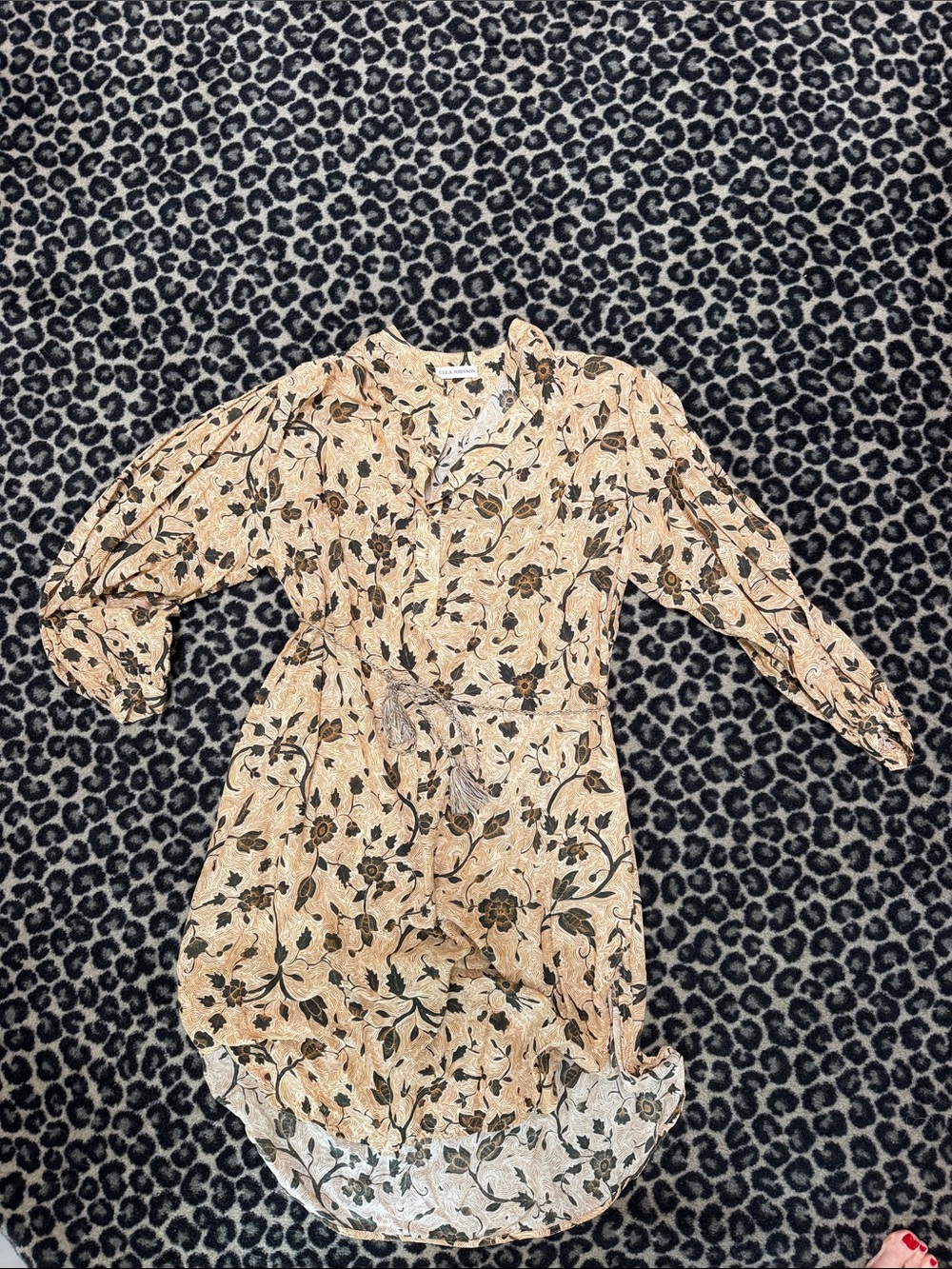 Ulla Johnson Beige Floral Tassel-Waist Tunic